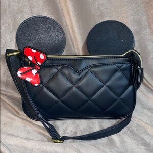 Disney Black Quilted Bag with Gold Accents